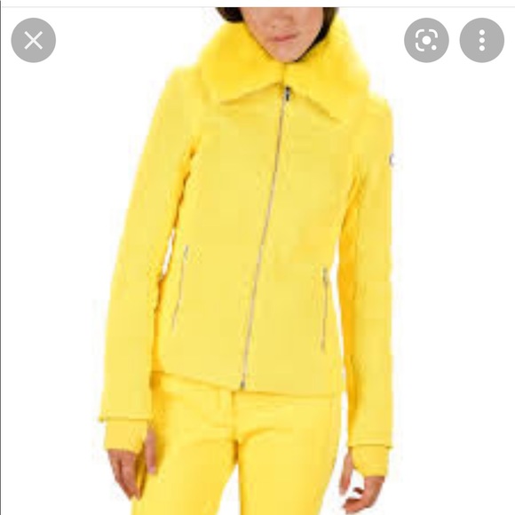ISO YELLOW FUSALP SKI SWEATER JACKET W FUR - Picture 2 of 3